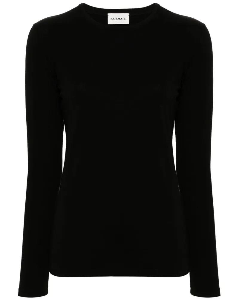 P.A.R.O.S.H. Langarmshirt mit Rundhalsausschnitt - Schwarz Schwarz