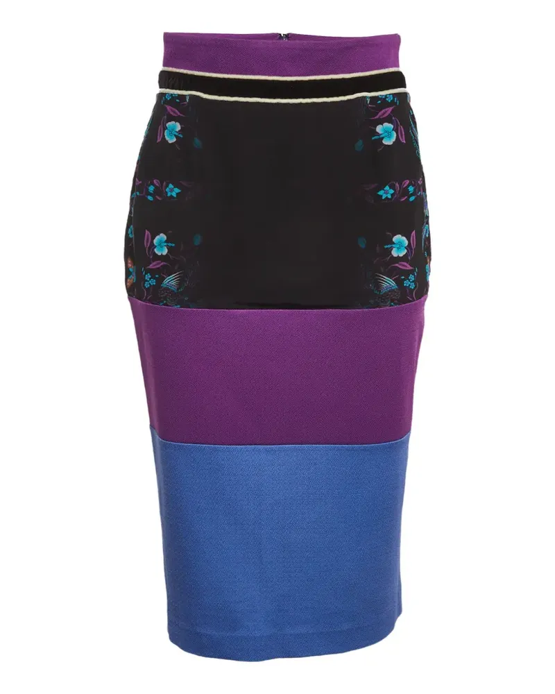Roberto Cavalli Rock mit Blumenprint - Blau Blau