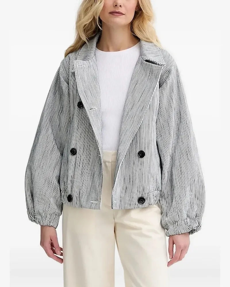 Sessùn Gestreifte Oversized-Jacke - Blau Blau