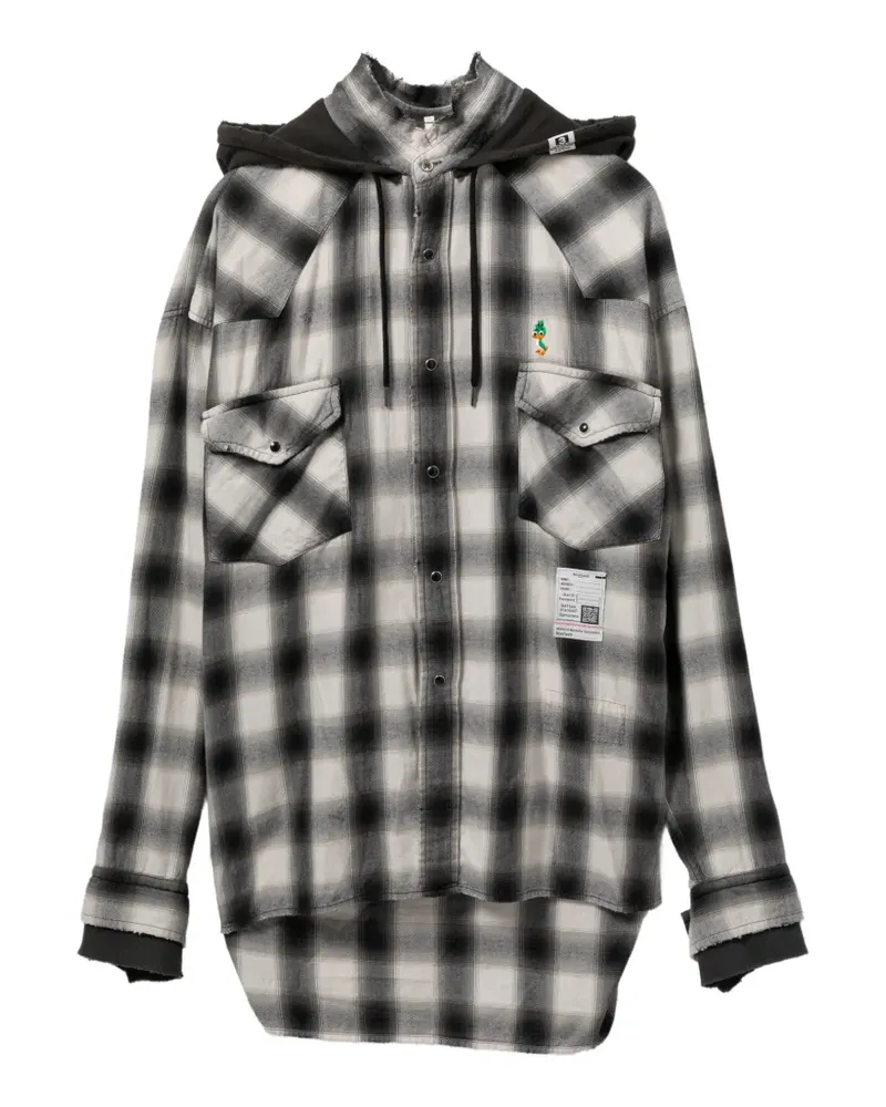 MIHARAYASUHIRO hooded checked shirt - Grau Grau