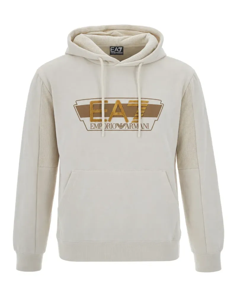 EA7 logo-patch hoodie - Nude Nude