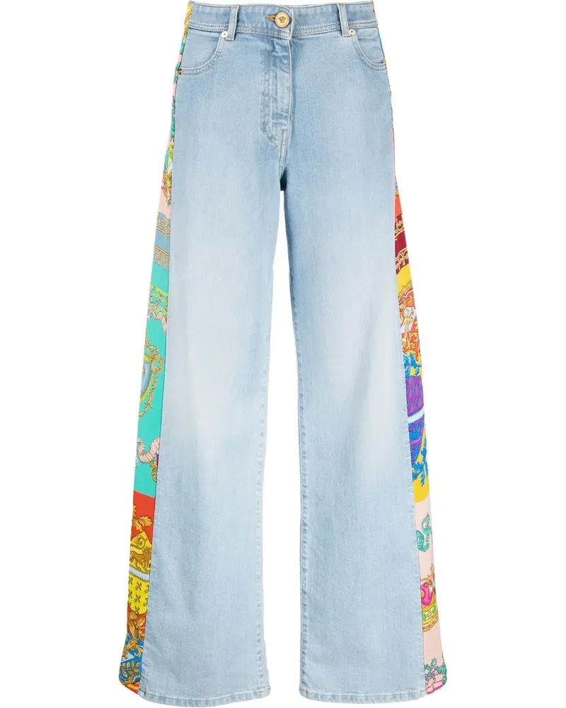 Versace Weite Jeans mit Barock-Einsatz - Blau Blau