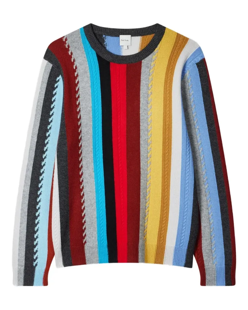Paul Smith Gestreifter Pullover mit Zopfmuster - Blau Blau