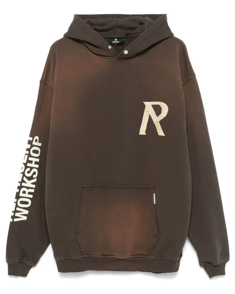 REPRESENT Hoodie mit Besatzstreifen Braun