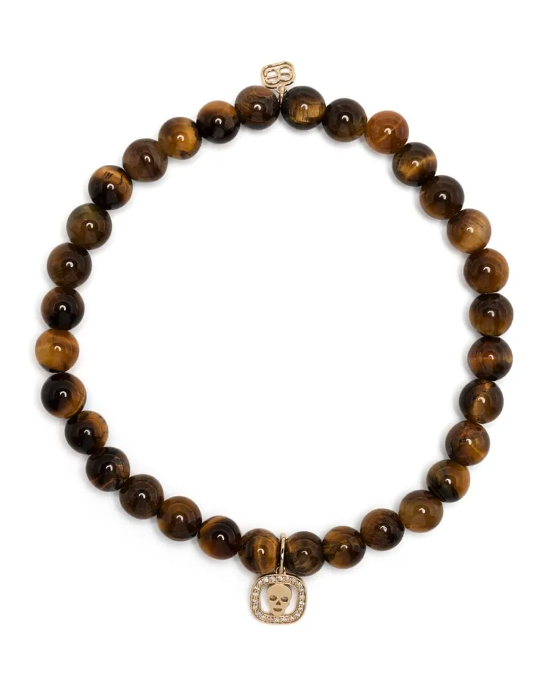 Sydney Evan Tigerauge-Armband mit 14kt Gelbgoldanhänger - Braun Braun