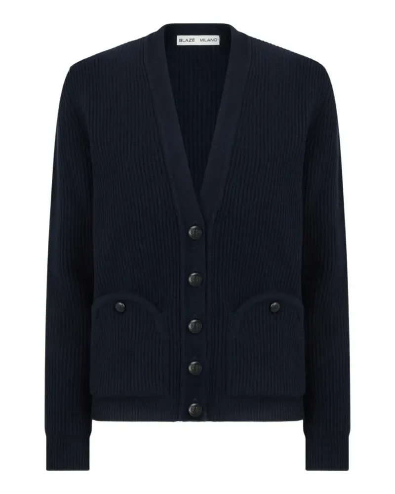 Blazé Milano Gerippter Cardigan mit Smiley - Blau Blau