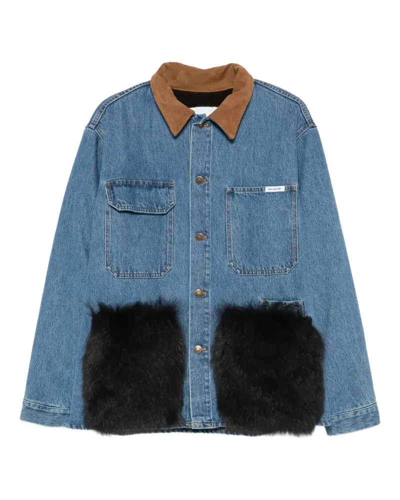 AVA ADORE faux-fur trim denim jacket - Blau Blau