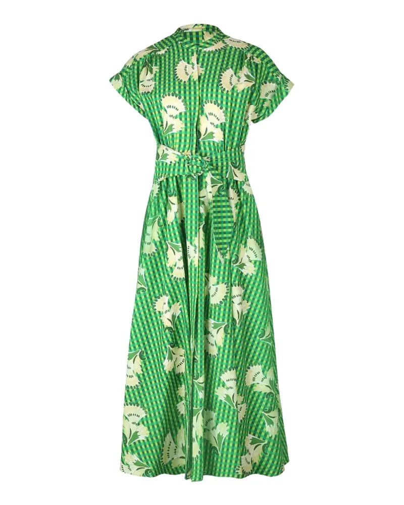 Saloni Neesha gingham floral-print maxi dress - Grün Grün