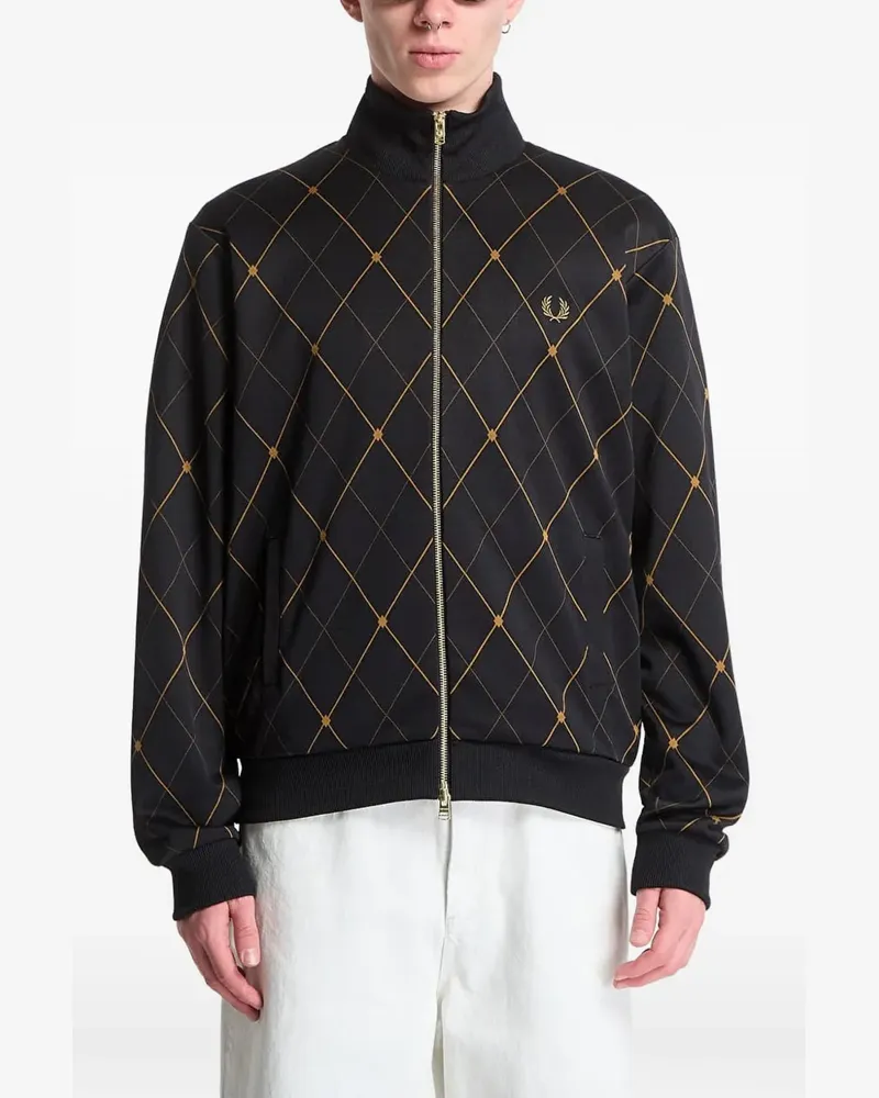 Fred Perry Sportjacke mit Argyle-Muster - Schwarz Schwarz