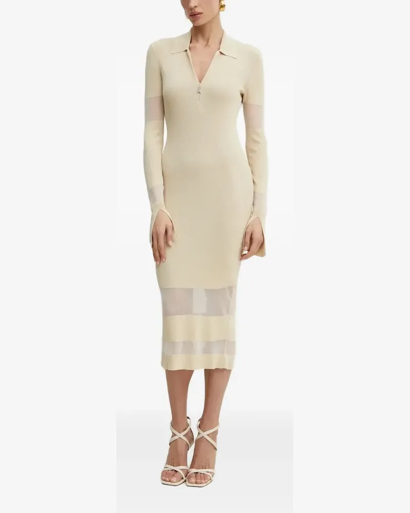 Patrizia Pepe Geripptes Kleid mit Reißverschluss - Nude Nude