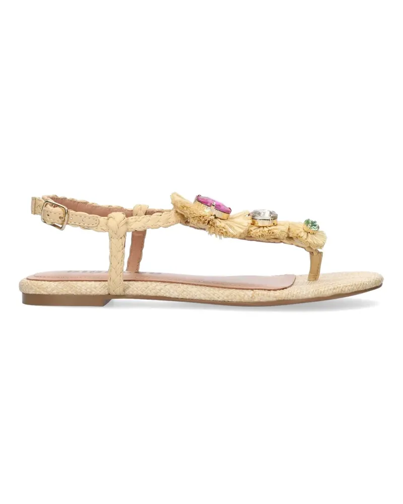 Bibi Lou Vavin crystal-embellished raffia sandals - Nude Nude