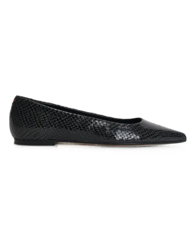 aeyde Cassy Mini Ballerinas mit Schlangenleder-Effekt - Schwarz Schwarz