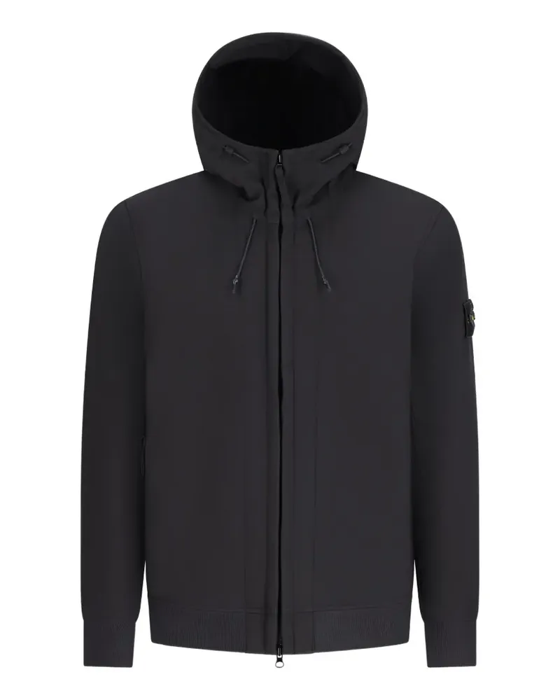 Stone Island Q100004 soft shell-R_E.Dye® technology hooded jacket - Schwarz Schwarz
