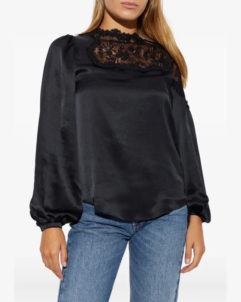 Isabel Marant Bluse mit Spitzeneinsätzen - Schwarz Schwarz