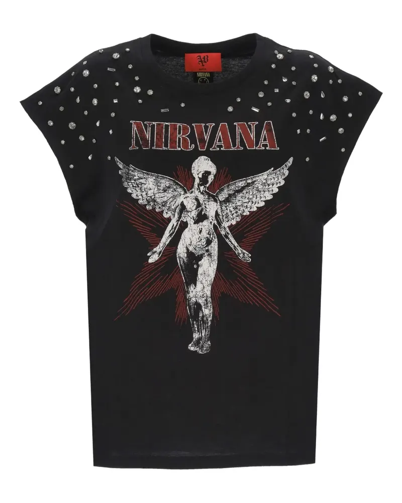 Aniye By Verziertes T-Shirt mit grafischem Print - Schwarz Schwarz