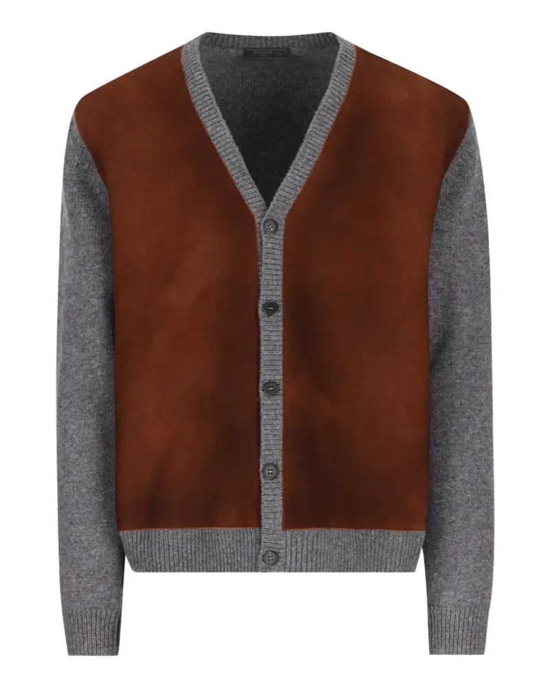 Prada suede-panelled wool cardigan - Grau Grau