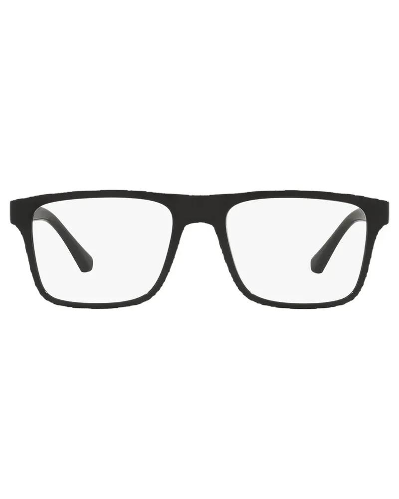 Emporio Armani Eckige Brille mit Logo-Prägung - Schwarz Schwarz