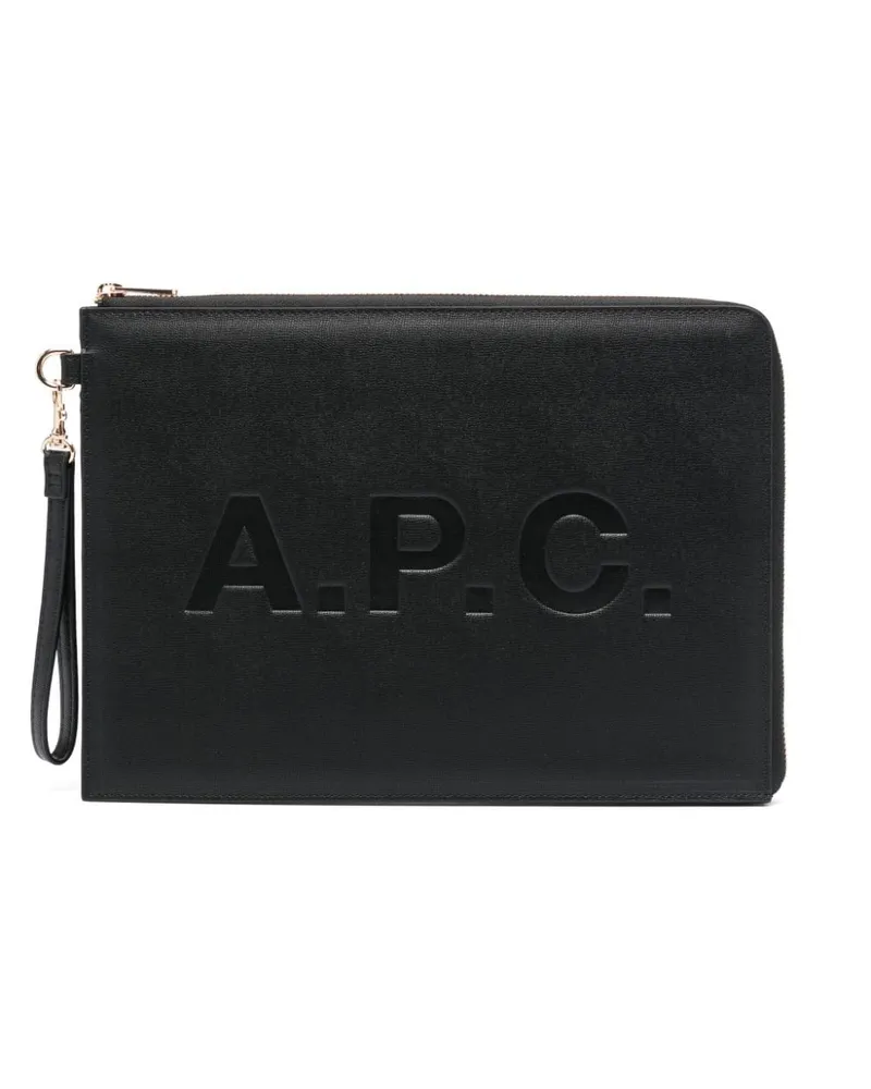 A.P.C. Clutch mit Logo-Prägung - Schwarz Schwarz