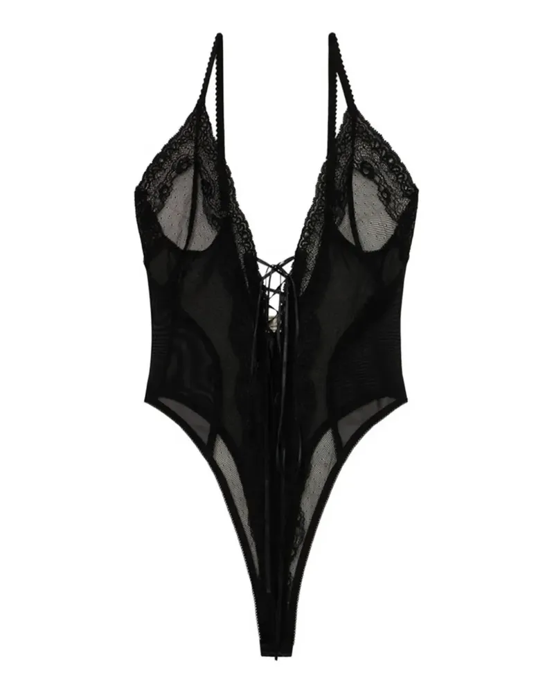Blumarine Marquisette-Body mit Spitzenbesatz - Schwarz Schwarz