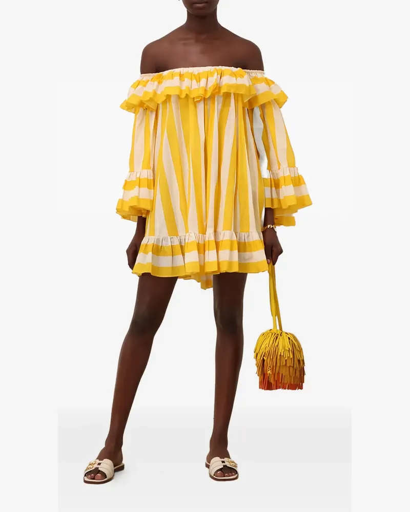 Zimmermann Daylight ruffled striped mini dress - Gelb Gelb