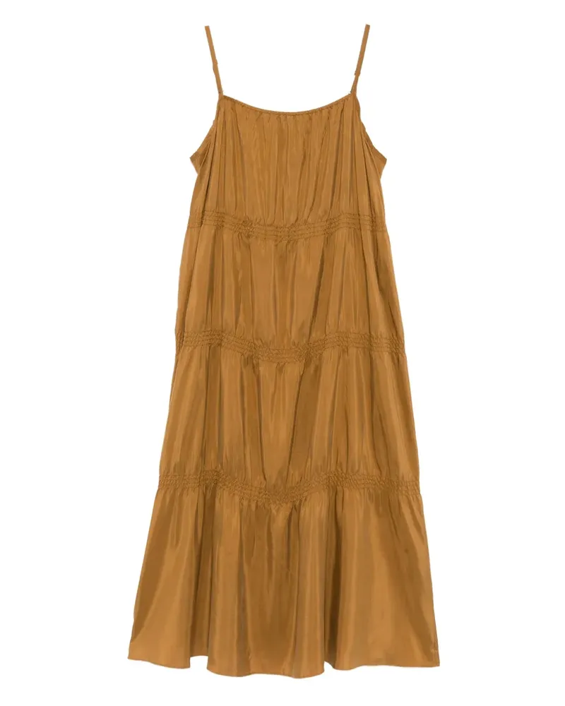 Eileen Fisher Gesmoktes Seidenkleid - Braun Braun