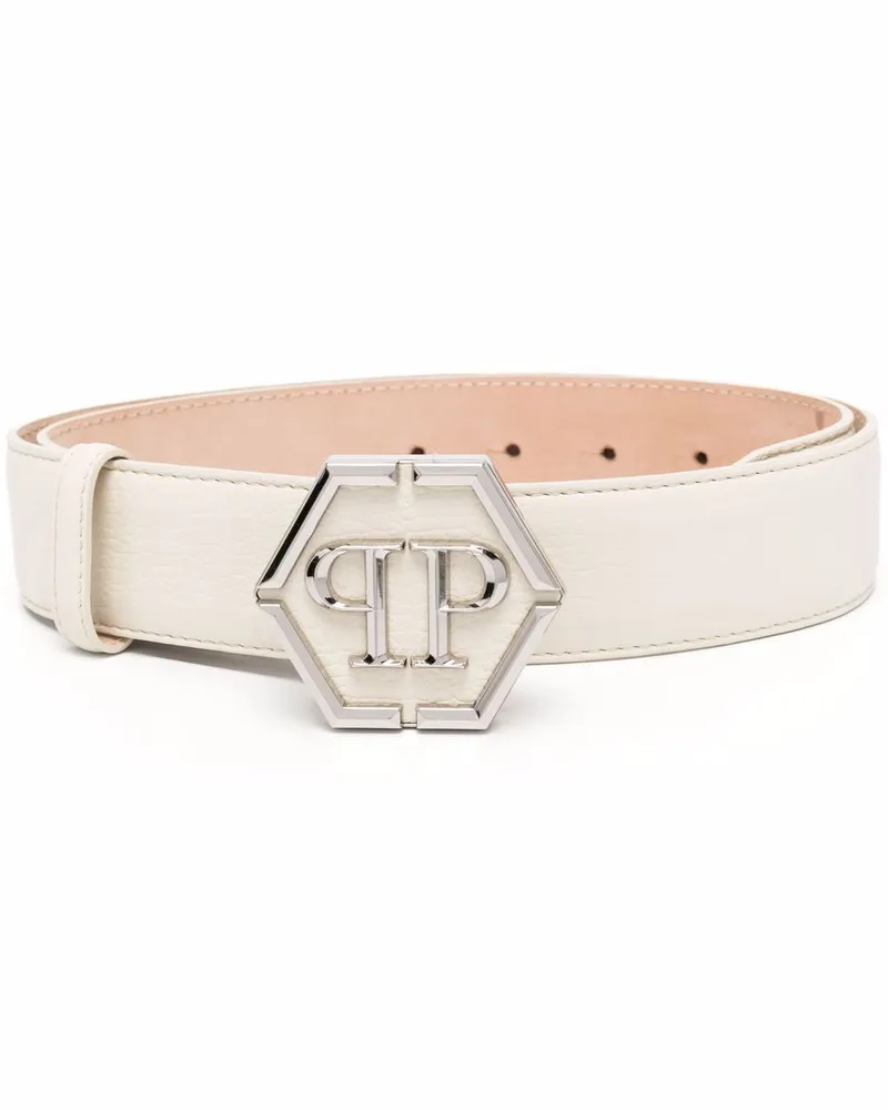 Philipp Plein Gürtel mit Logo-Schild - Nude Nude
