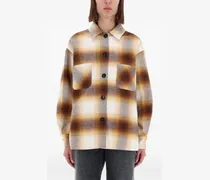 plaid-pattern pocket overshirt - Braun