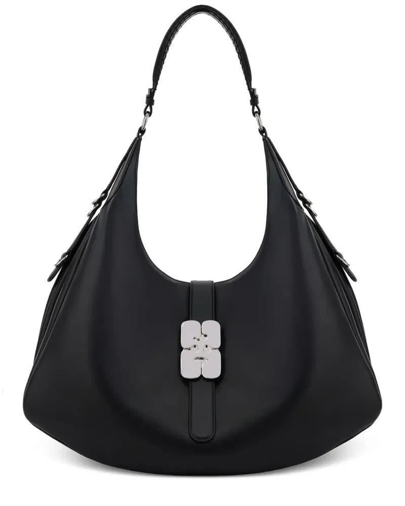 Ganni Schultertasche mit Beschlägen - Schwarz Schwarz