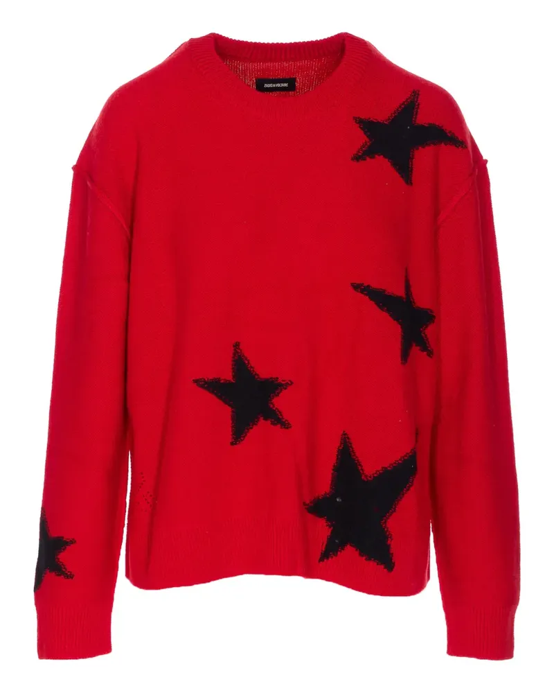 Zadig & Voltaire Markuz Kaschmirpullover mit Sternstickerei - Rot Rot