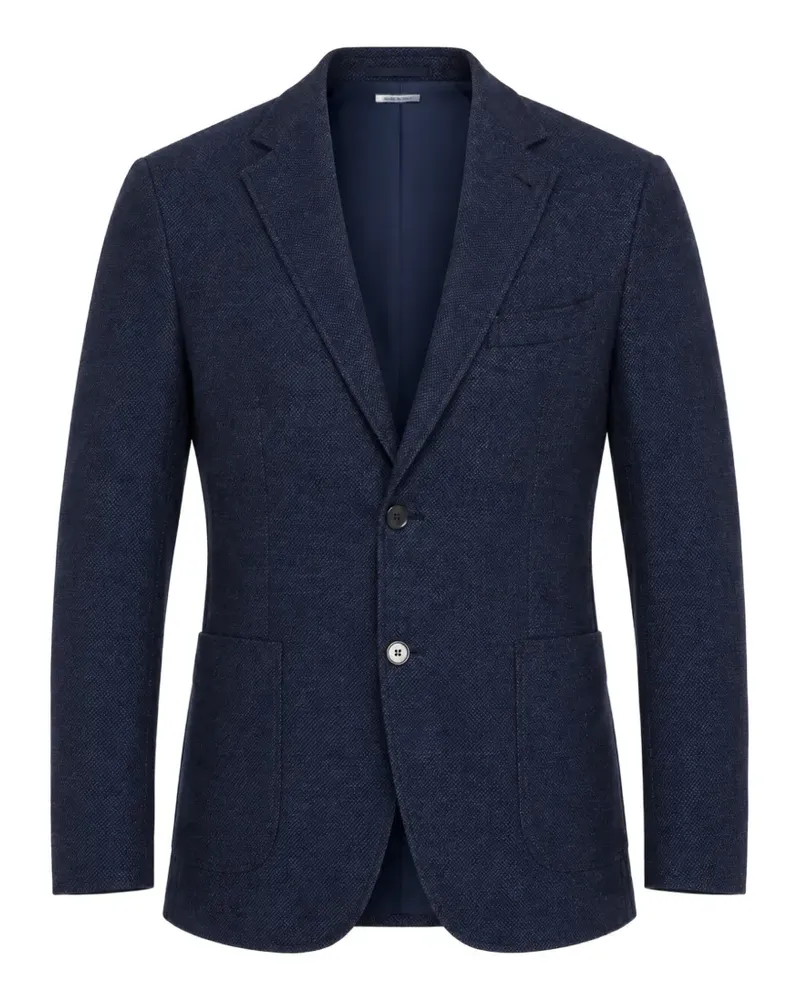 Norwegian Wool Sakko mit fallendem Revers - Blau Blau