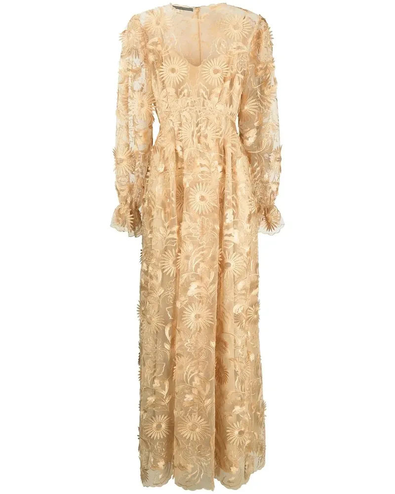 Alberta Ferretti Sunflower Makramee-Robe - Nude Nude