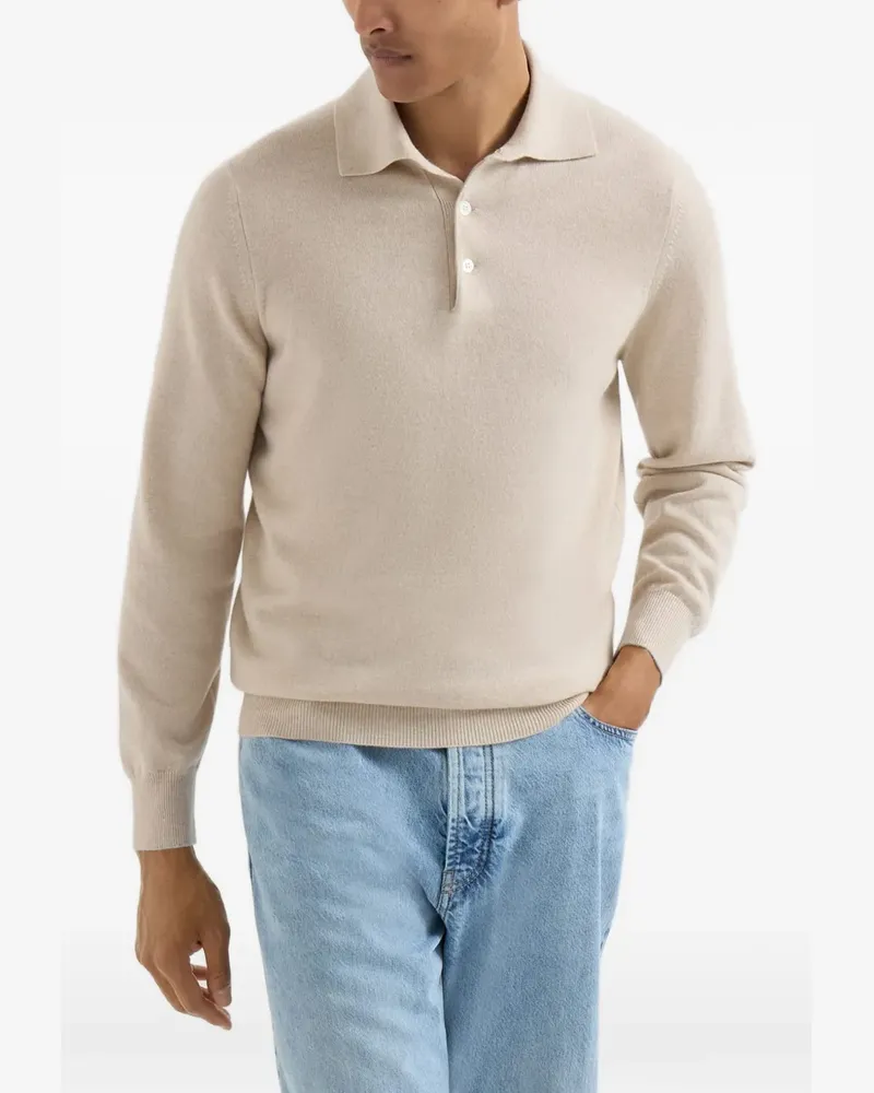 Brunello Cucinelli Langärmeliges Poloshirt - Nude Nude