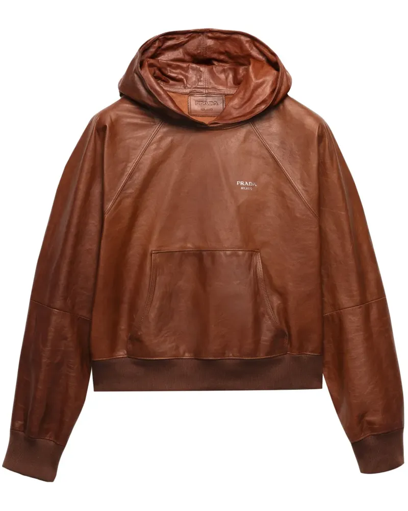 Prada Hoodie aus Leder - Braun Braun