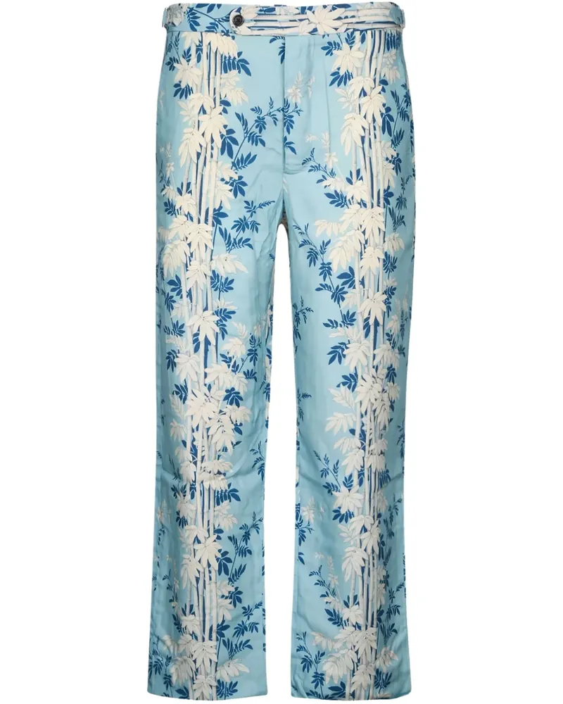 BODE Hose mit Blatt-Print Blau