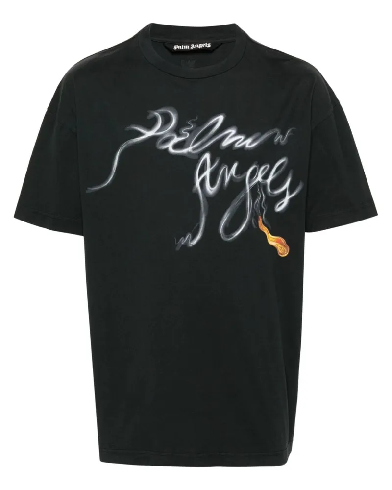 Palm Angels Foggy T-Shirt mit Logo-Print - Schwarz Schwarz