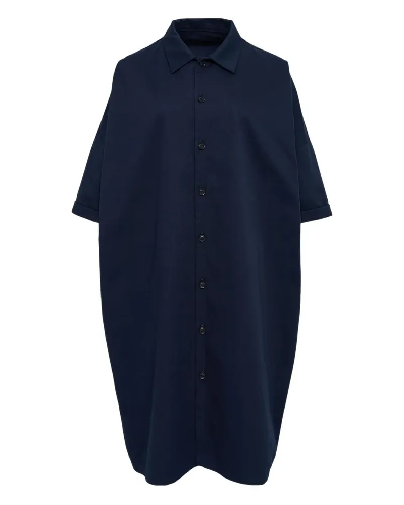 Yohji Yamamoto short-sleeve collared shirt dress - Blau Blau