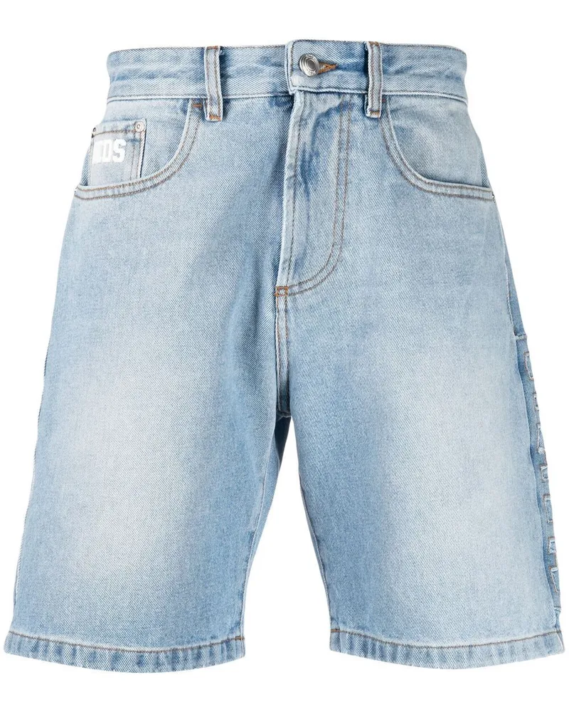 GCDS Jeans-Shorts mit Logo-Patch Blau