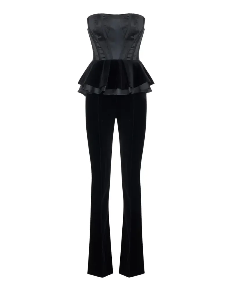 Elisabetta Franchi Jumpsuit aus Gazar und Samt - Schwarz Schwarz