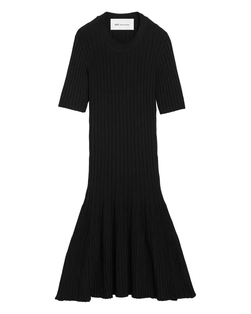 AMI Paris Geripptes Minikleid - Schwarz Schwarz