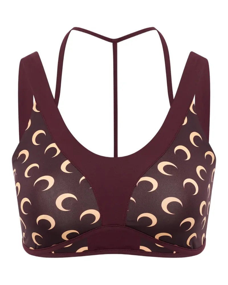 Marine Serre Athleisure moon-printed bra top - Rot Rot