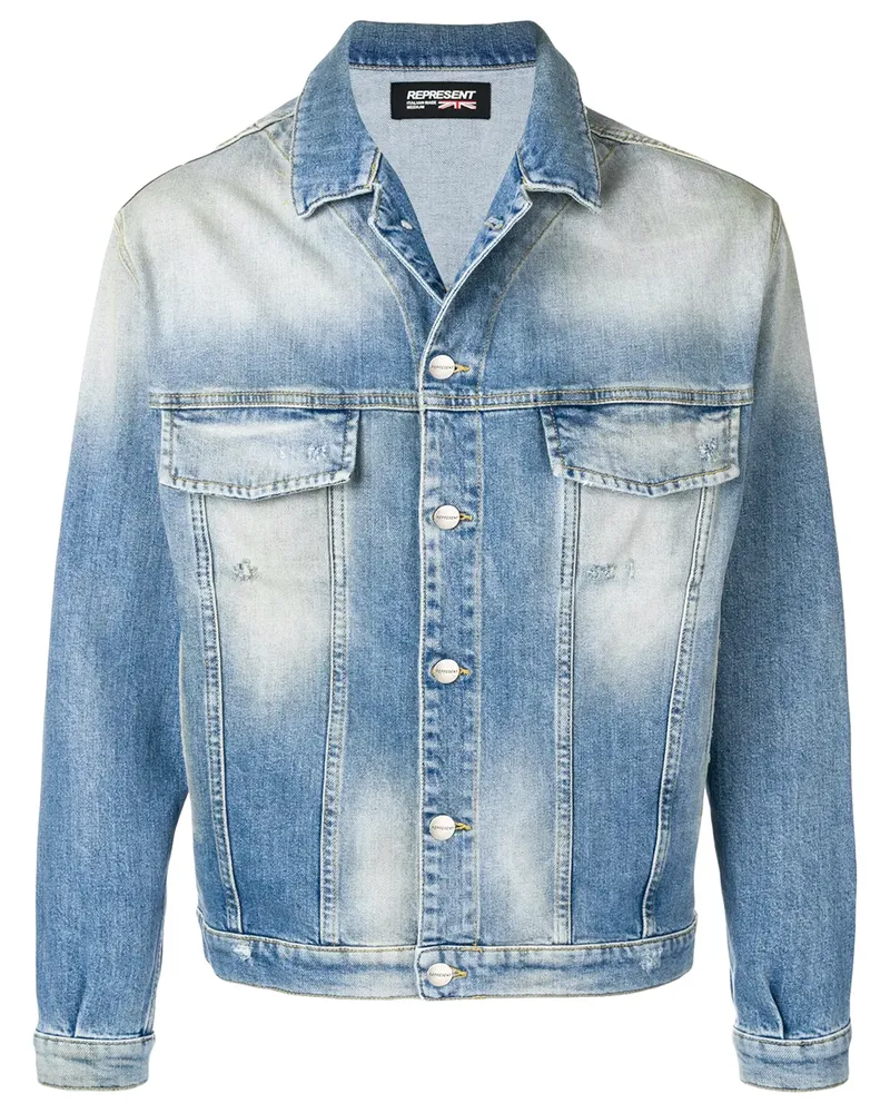 REPRESENT Ausgewaschene Jeansjacke - Blau Blau