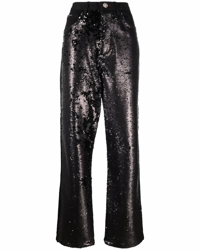Philipp Plein Jeans mit hohem Bund - Schwarz Schwarz