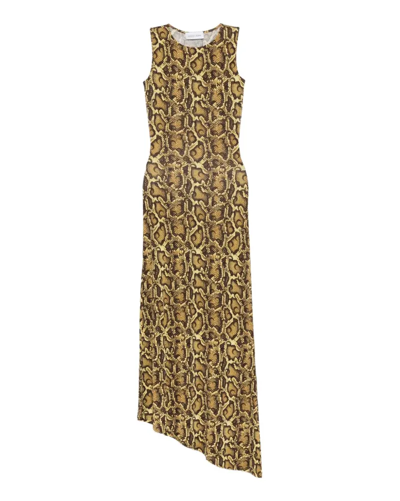 Marine Serre Asymmetrisches Kleid mit Schlangen-Print - Braun Braun