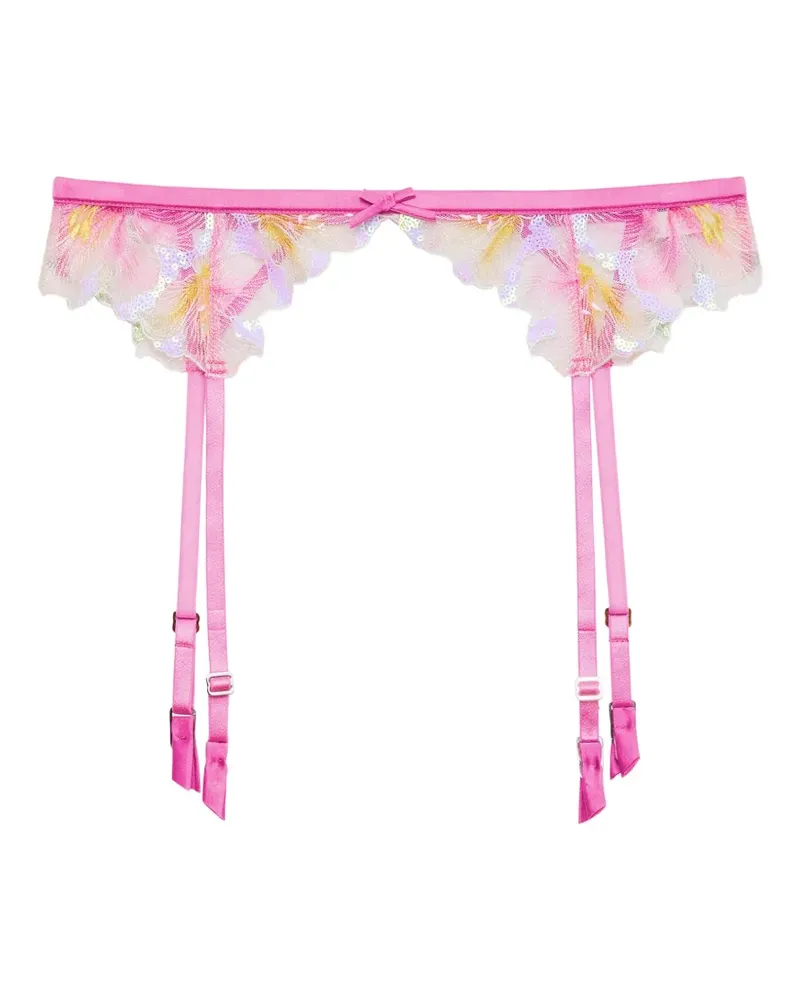 Fleur Du Mal Hibiscus sequin-embellished garter belt - Rosa Rosa