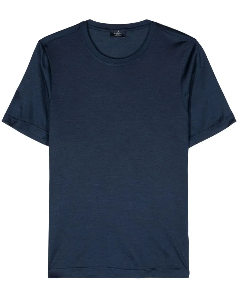 BARBA T-Shirt aus Seide Blau