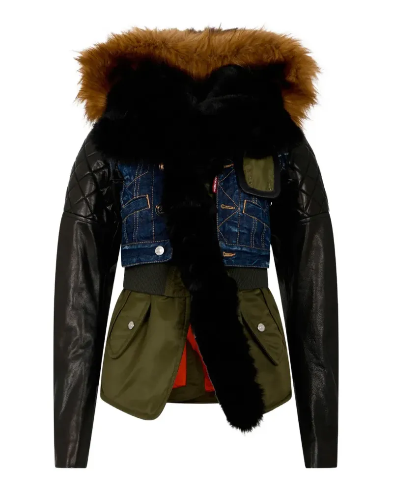 Dsquared2 medium white & black spots hybrid nylon parka - Grün Grün