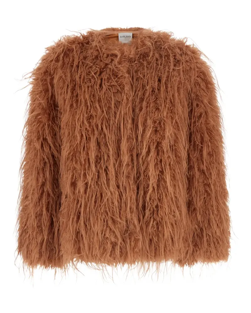 forte_forte Strukturierter Mantel aus Faux Fur - Braun Braun