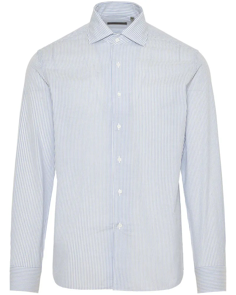 Corneliani Gestreiftes Hemd aus Popeline - Blau Blau