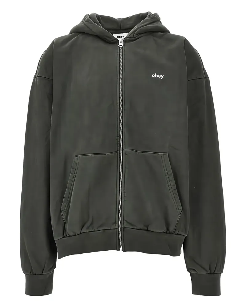 Obey zip-up cotton hoodie - Grau Grau