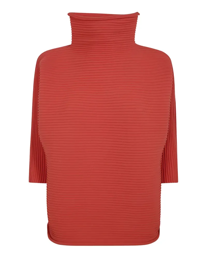 Issey Miyake Plissiertes Top mit Stehkragen - Rot Rot